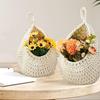 Hand-Woven Cotton Thread Decor Basket Teardrop Hanging Mesh Bag Bird Nest Drop-Shaped Fruit Vegetable Storage Mesh Bag