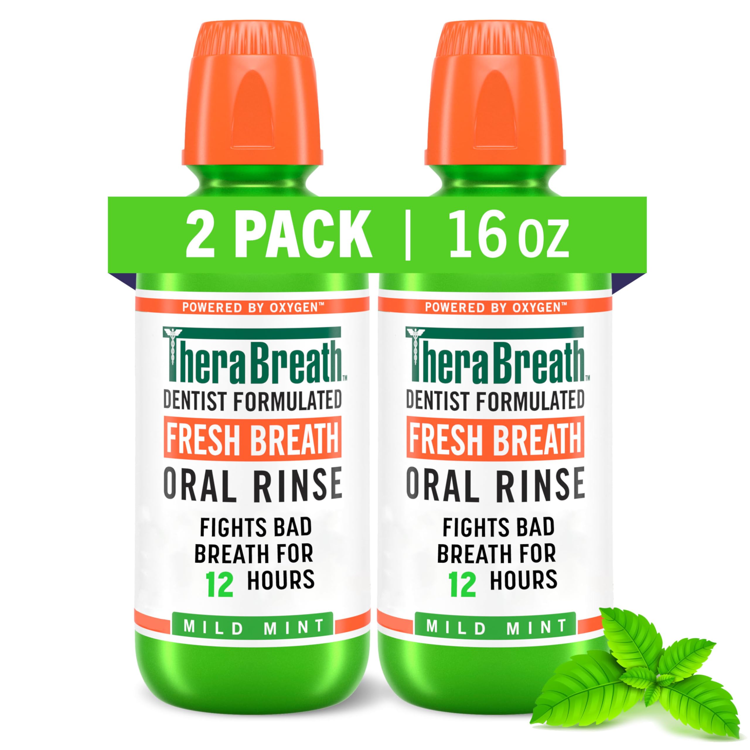 

выгодный набор Therabreath Fresh Breath Ополаскиватель для полости рта Мягкий 16 унций x 2 флакона [Отличный набор из 2 флаконов] Мята,