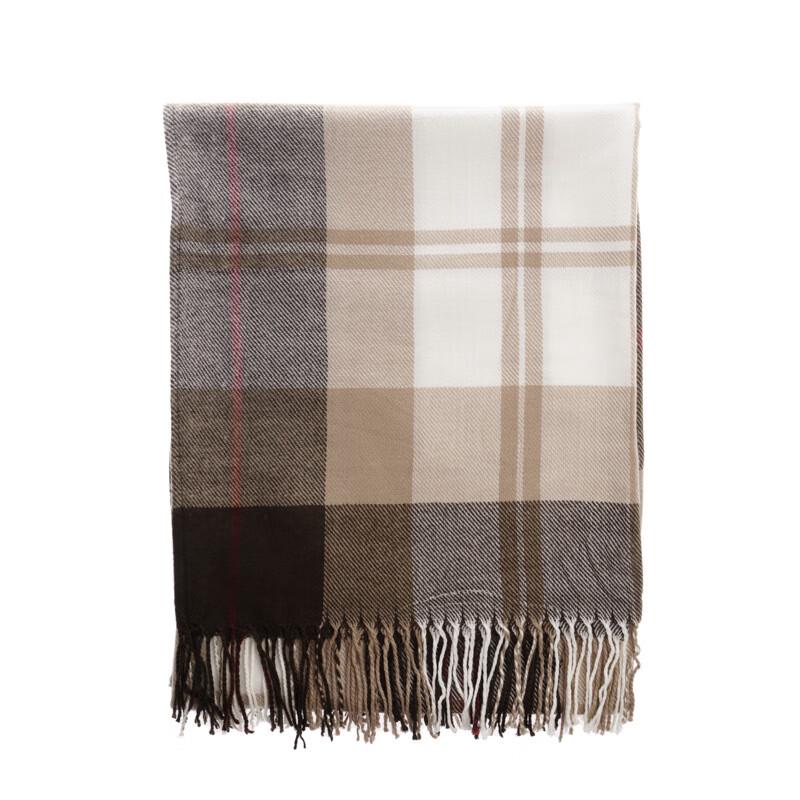 GPPNKC British Style Coffee Grey Plaid Sofa Blanket