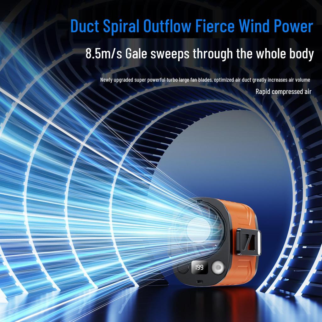 Portable USB Rechargeable Waist Fan: Clip-On & Hanging Neck Design for Camping & Construction