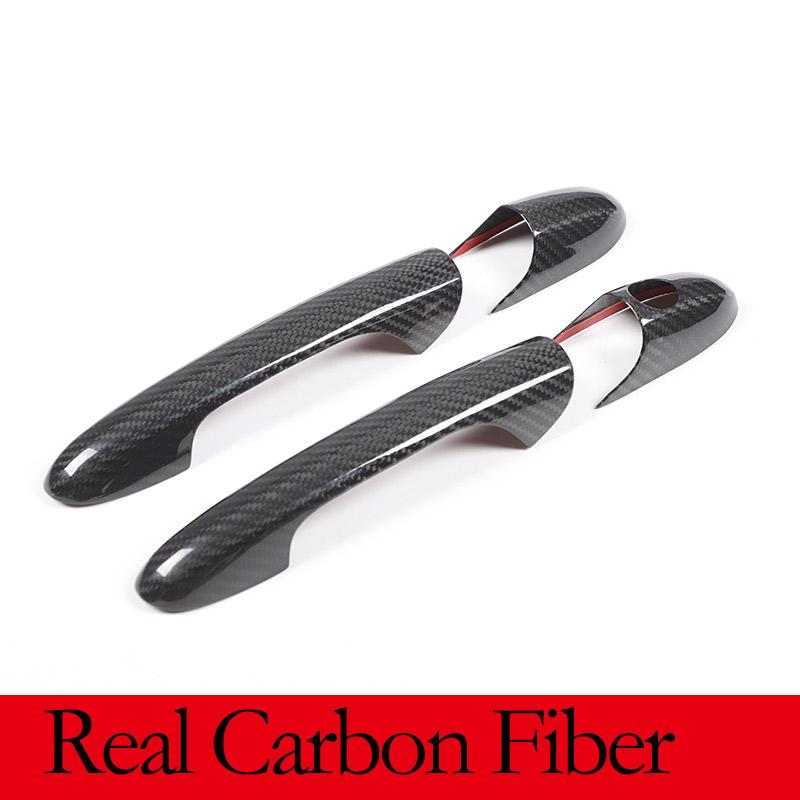 ABS Carbon fiber/Glossy Black For Fiat 500 And Abarth 595 695 2007+ Car Door Handles Decorative Cover Trim Exterior Accessories