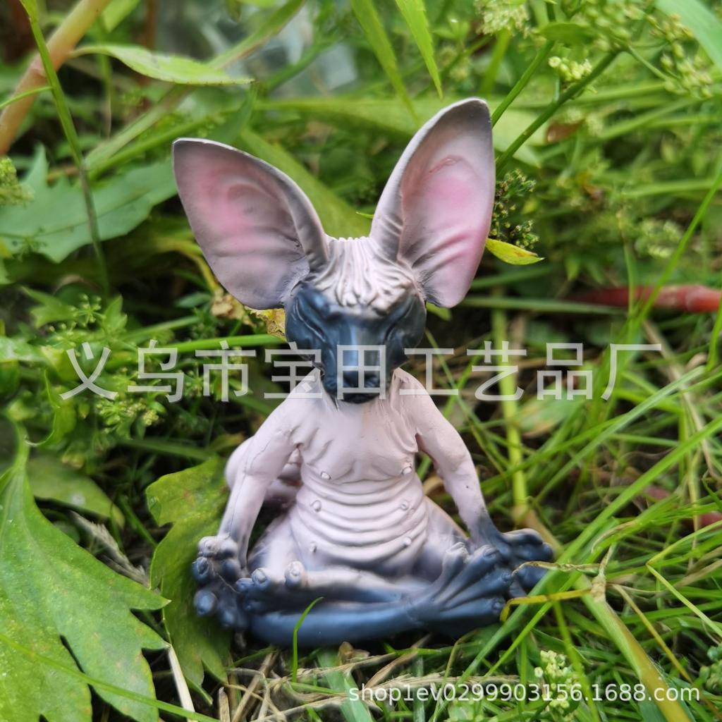 Haarlose Katze Meditation Yoga Buddha Katze Ornament Außenskulptur Innenmeditation Katze Kunstharz Handwerk Statue