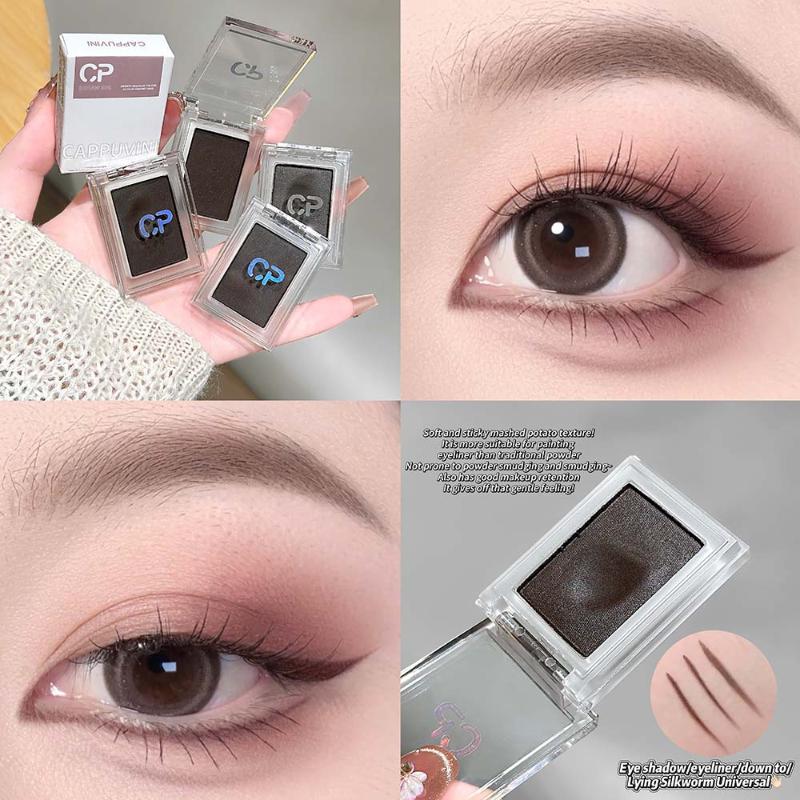 Cappuvini Dark Brown Monochrome Eyeshadow Cream Mashed Natural Smudge-Resistant Non-Drying Matte Eye Shadow Waterproof Eyeliner