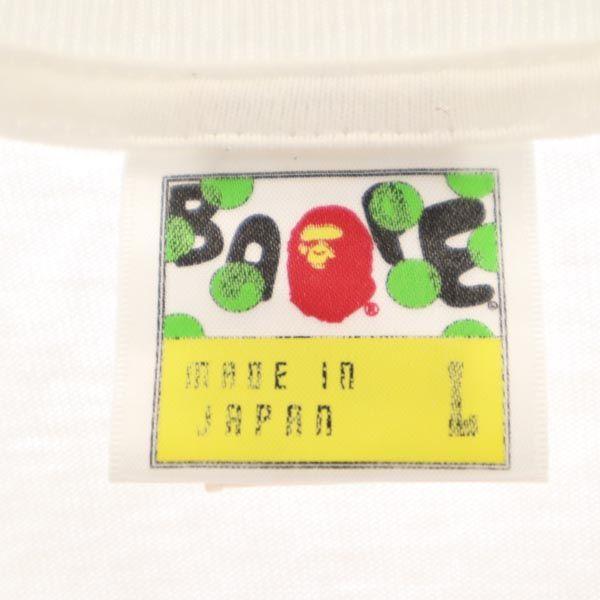 A Bathing Ape Made In Japan Print Short Sleeve T-shirt L White Men's Used