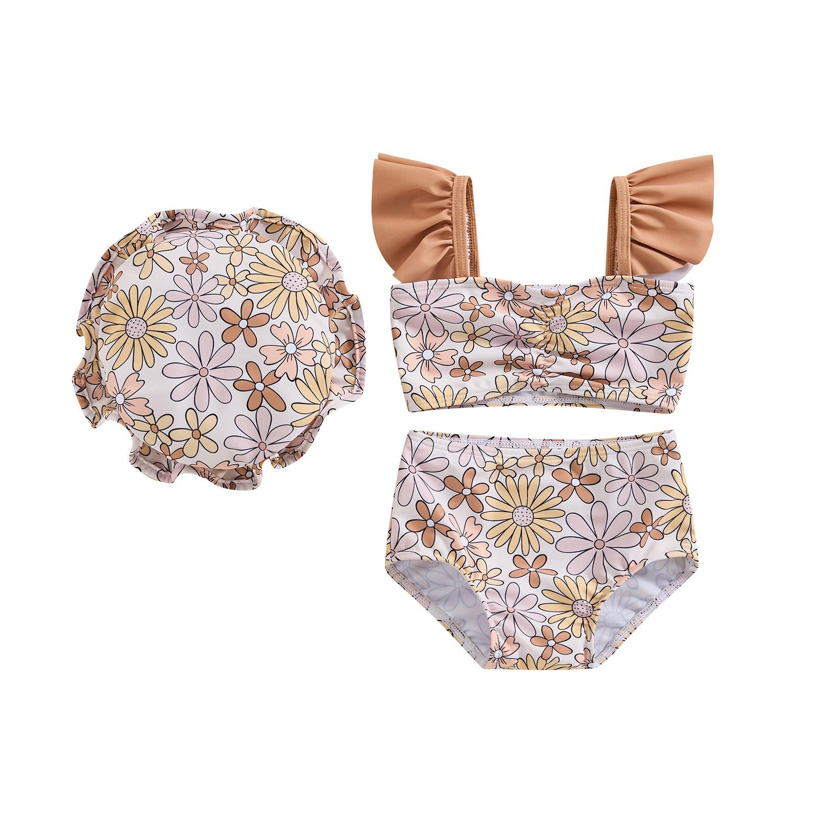 

Девочка Милый Без рукавов Детский Раздельный Шляпа Набор из трех предметов 18M