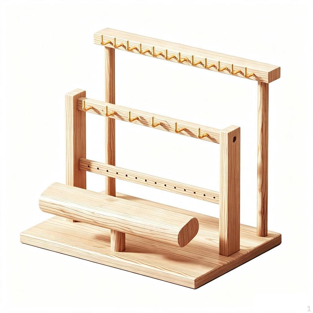 Gilded Organizer with Hooks | MultiTier, Jewelry Stand Hooks, for Vanity Walnut