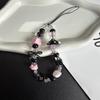 Elegant Black Beaded Mushroom Phone Case Lanyard with Cute Camera Charm