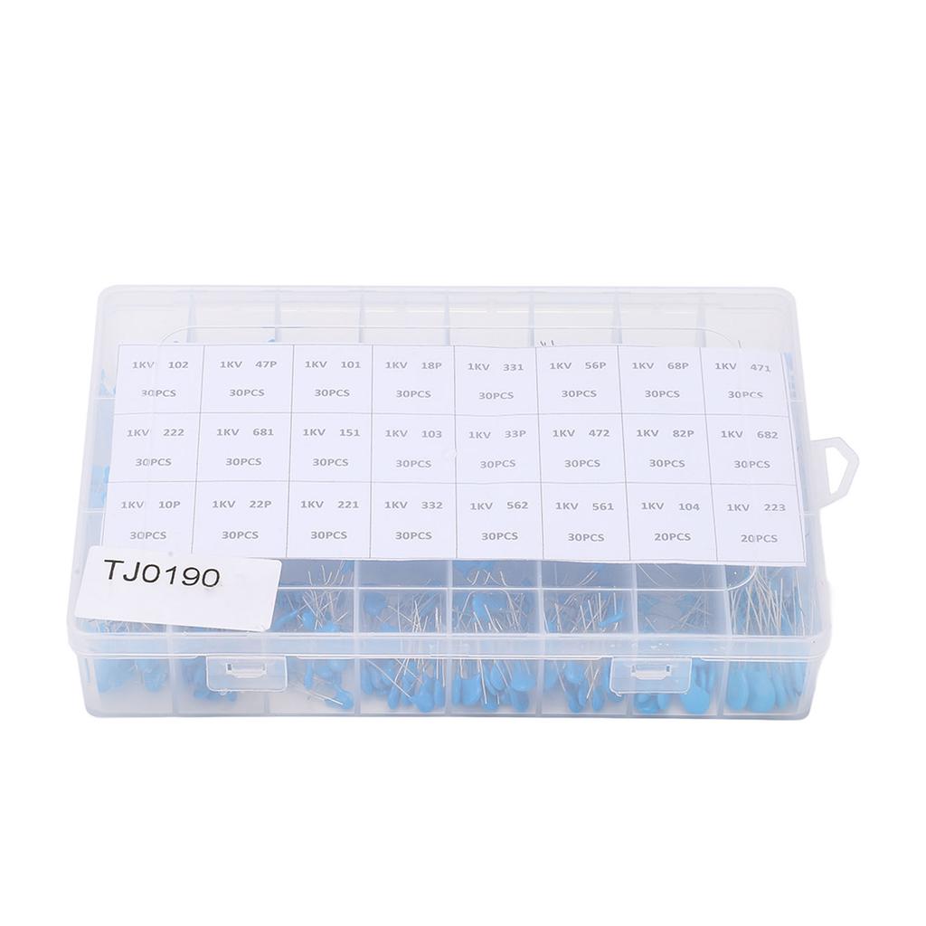 700Pcs Ceramic Capacitor 1KV High Voltage 24 Values Assortment Kit Set for Radio TV