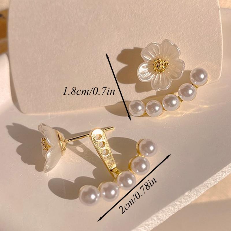 1 Pair Women's Cute Flower Faux Pearl Earrings, Fashion Elegant Simple Solid Color Earrings Suitable for Daily, Casual, Party