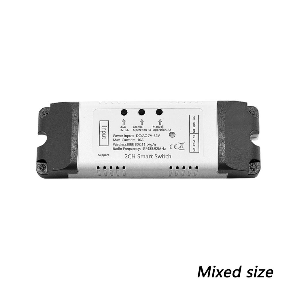 2CH WiFi RF433 Wireless Switch-Relay, Inching Self-Locking Interlock Modes Smart-Life App-control Modules AC-DC 7V-32V