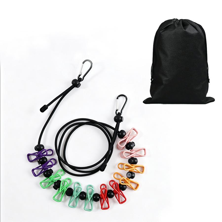 Retractable Portable Clothesline for Travel, Clothing Line with 12 Clothes Clips, for Indoor Laundry Drying Line, Outdoor Camping Accessories