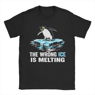 Men The Wrong ICE Is Melting Melt ICE T Shirts Pure Cotton Clothing Humorous Short Sleeve O Neck Tees Party TShirts
