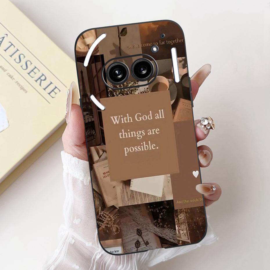 Fashion Painting Phone Case For Nothing Phone (2a) Plus Black Silicone Soft Cover For Nothing Phone 2 Phone2a Cases Bumpers