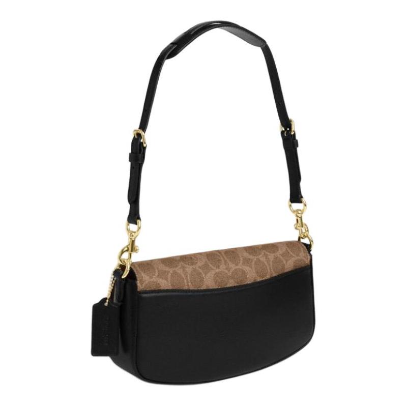 COACH Andrea 24 classic presbyopic detachable shoulder strap PVC and leather armpit bag hand shoulder bag medium size women's brown and black