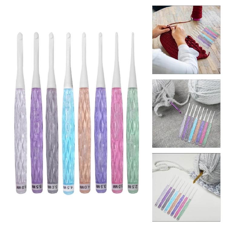 8Pcs 2.5mm-6.0mm Ergonomic Crochet Hook Set Crochet Needle for Beginner Hobbyist Knitting Sweater Scarf Socks Hat Bag