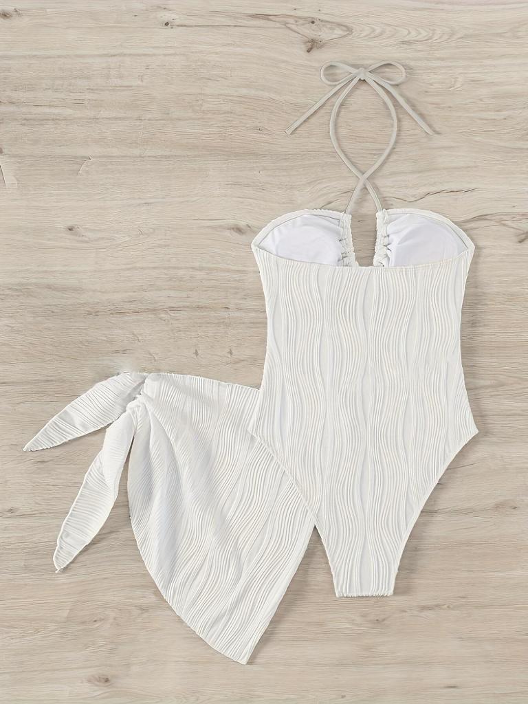 European & American Sexy Ribbed Hollow-Out Backless One-Piece Swimsuit for Women