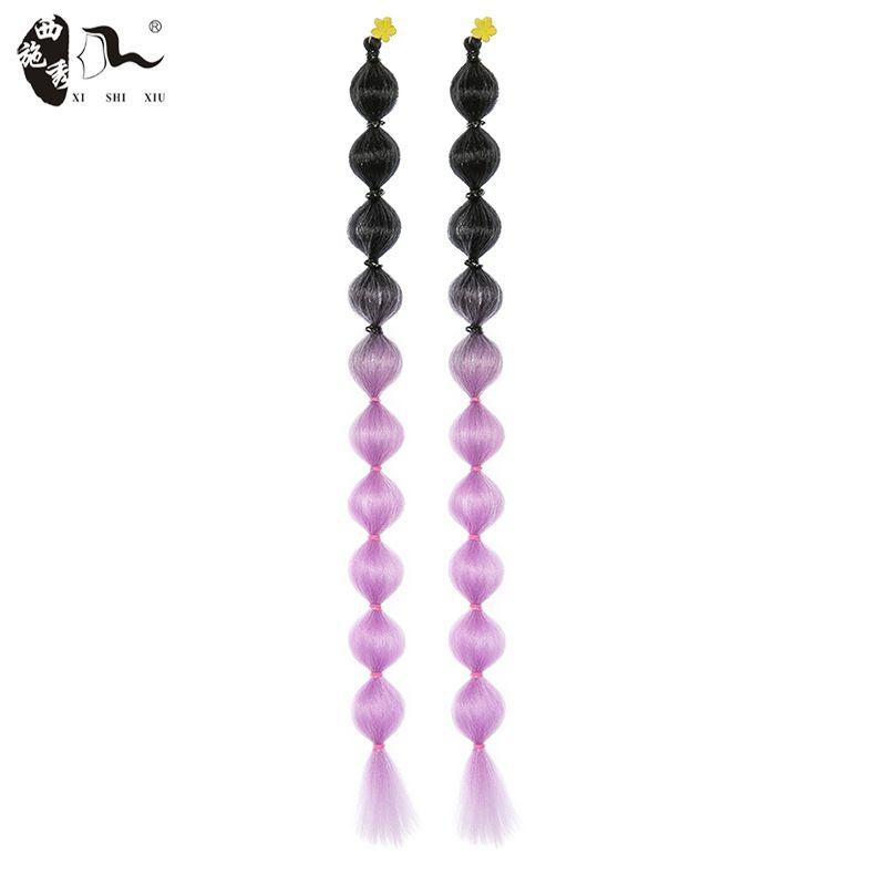 

Fashion Lantern Bubble Children s Hairpin Shape Braid Black light purple two 45cm