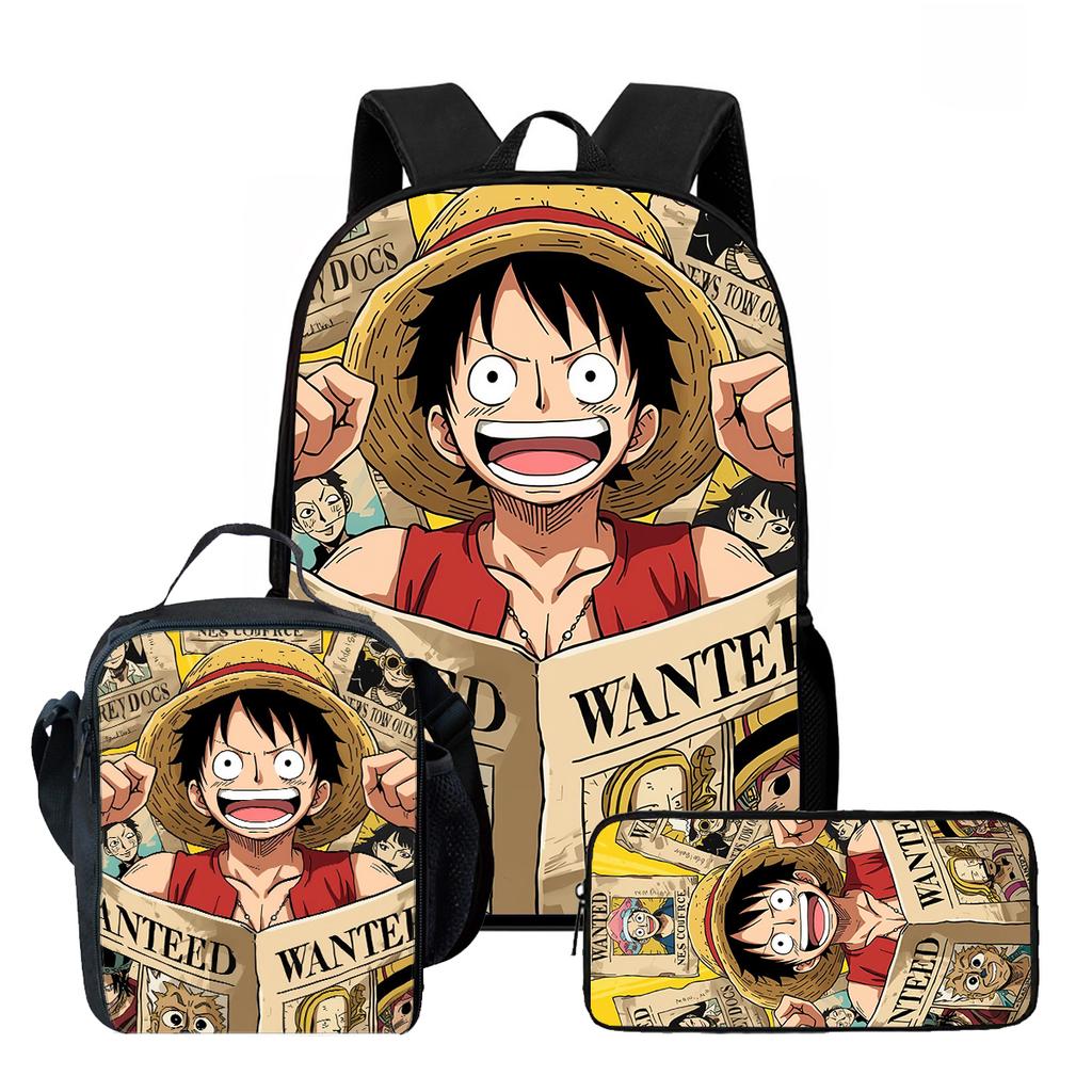 15 Inch One Piece 3-in-1 Backpack Set Unisex for Boys and Girls Age 6-10, Light Weight School Kit with Lunch Bag & Pencil Case