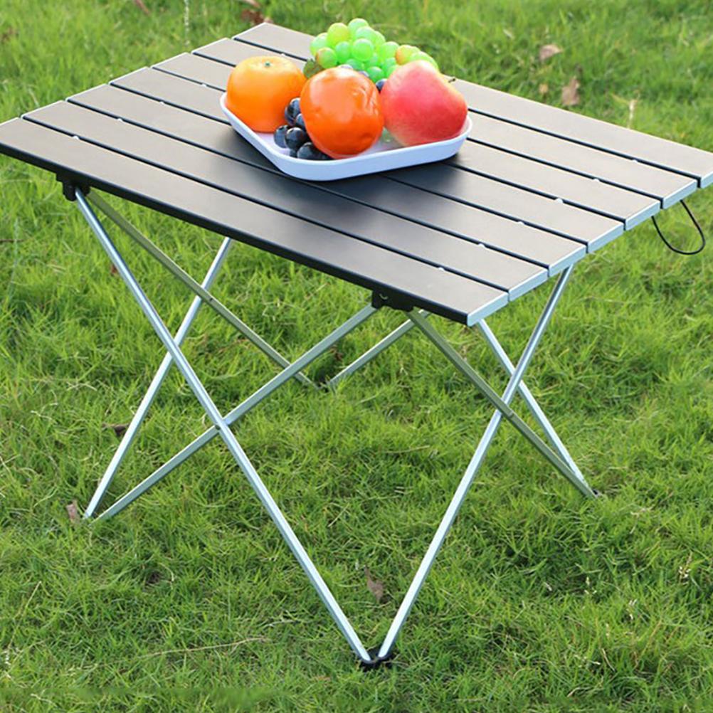 Ultra Light Foldable Aluminum Camping Table Portable Picnic BBQ Desk Small Black