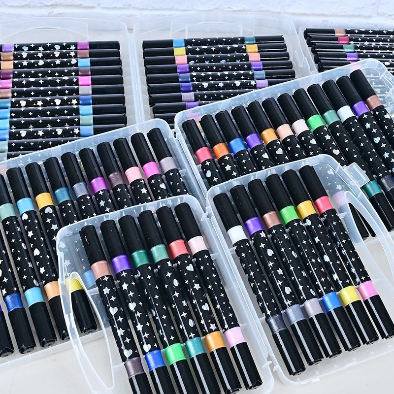 24/48/72/96 Colors Dual Brush Tip Glitter Art Markers Metallic Paint Marker Pens DIY Crafts Birthday Cards, Making Poster, Album