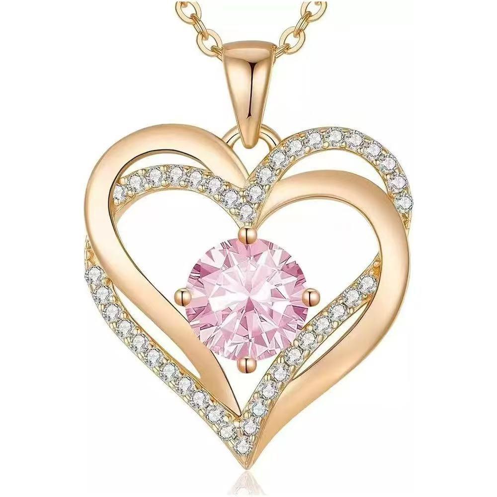 Double Layer Heart & Star Zirconia Necklace - European & American Fashion