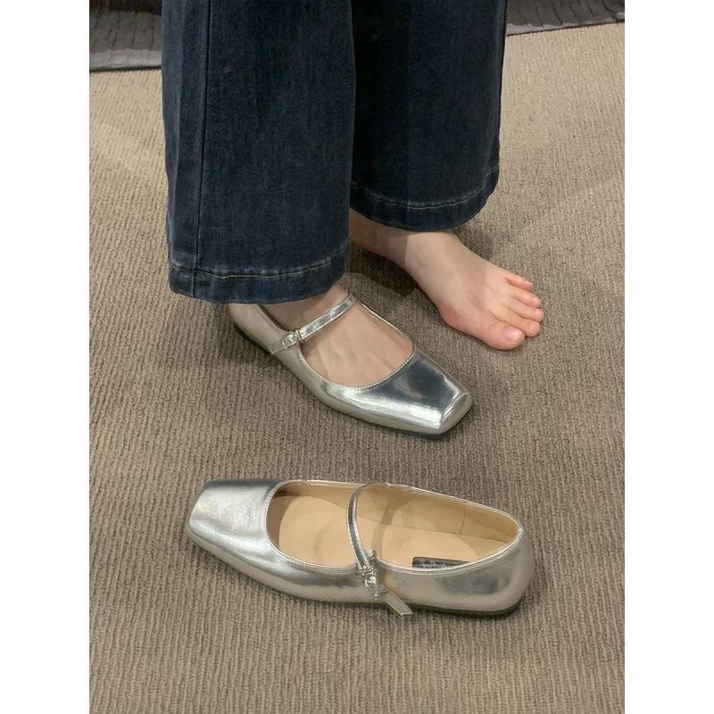 

Ballet shoes retro French Mary Jane shoes women s shoes flat-bottomed belt temperament shoes large size women s shoes - 34