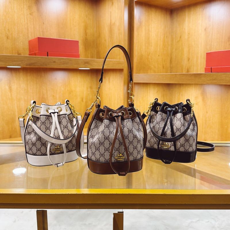Bucket bag women's new women's bag trendy fashion printed oblique span bag bucket bag premium texture versatile shoulder bag