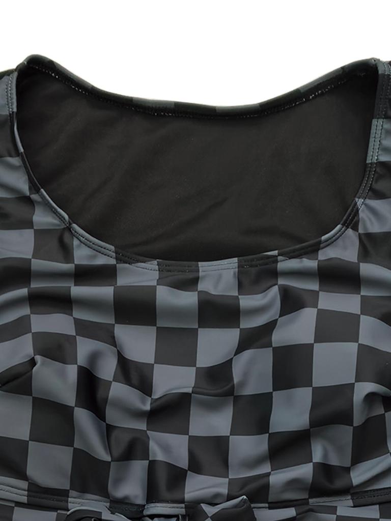 2026 European & American Plus Size Sexy Plaid Bikini - High Waist Tummy Control Two-piece Swimsuit