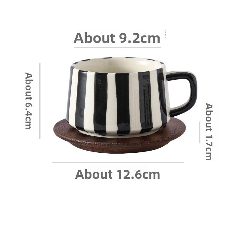 1SET Simple Hand-painted Striped Ceramic Mug Creative Multi-color Gift Cup Home Practical Coffee Cup Saucer