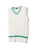 20Th Hole Cable Contrast V-Neck Knit Vest [Ivory Green]