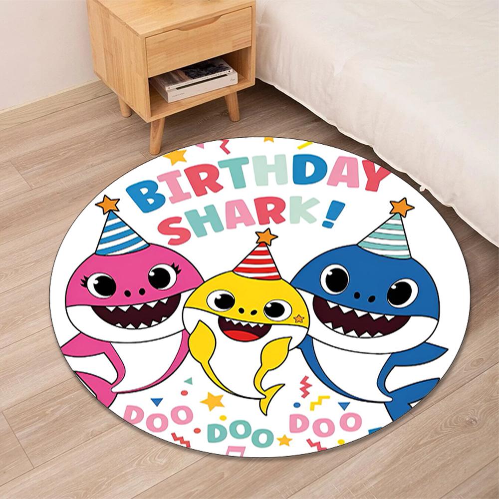 Shark Printed Round Rug Carpet Chair Rug Area Rug Entryway Doormats,for Office Chair Living Room Bedroom Kitchen Room.