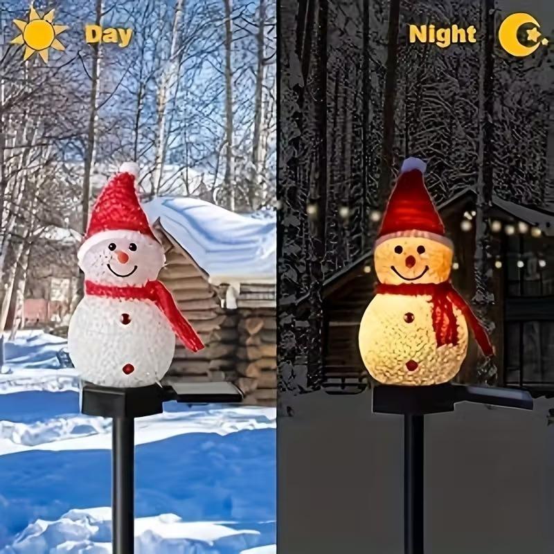 Solar Schneemann Weihnachtsbeleuchtung für Außendekoration Solarbetriebene Schneemann Gartenstecker Lichter für Weihnachten und Garten