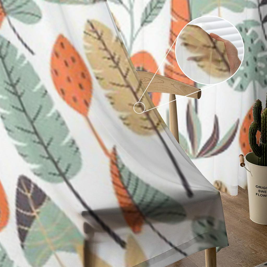 Jungle Plants Pattern Sheer Curtains For Bedroom Living Room Tulle Curtains For Kitchen Window Voile Curtains