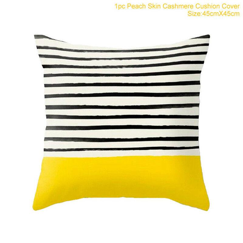 Classic Yellow Geometric Pillow Case Crafted From Luxurious Peach Skin Cashmere