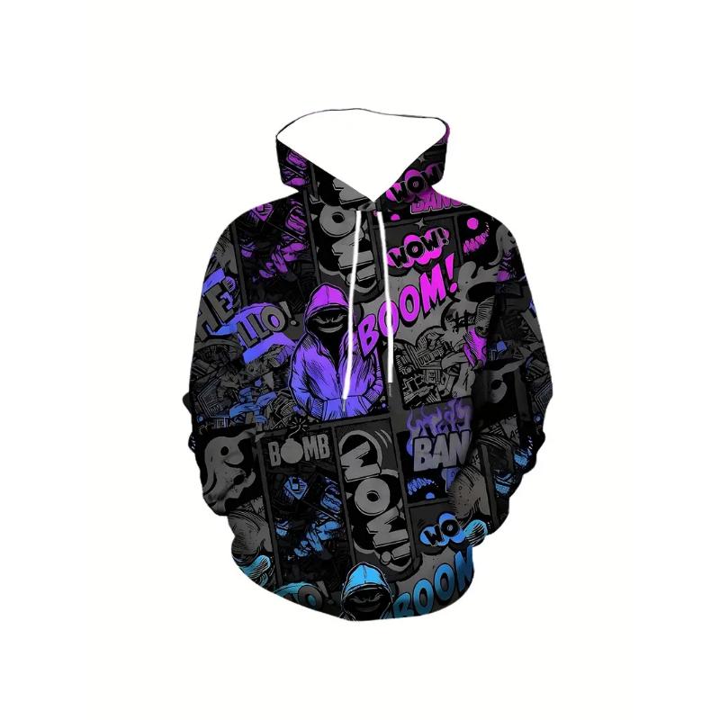 

2024 Новая мужская толстовка с капюшоном с принтом граффити и потоком, повседневная, модная, с длинным рукавом, спортивная, уличная, мужская, с капюшоном с красочным узором 4XL