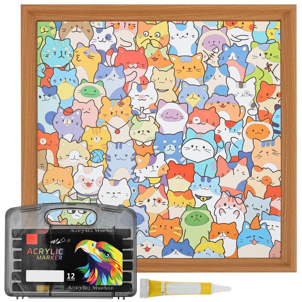 DIY Wooden Puzzle With Frame Cat/Dog/Rabbit Unique Animal Wood Puzzle Hand-Painted Coloring Wooden Puzzle Kid Gifts Home Decor