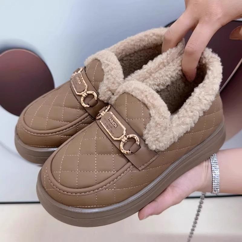 

Thick-soled women s winter piled and thickened warm Doudou shoes, new fluffy shoes, lazy shoes, one pedal 40