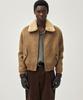 Noirer Shearling Wool Striped Blouson (Camel)