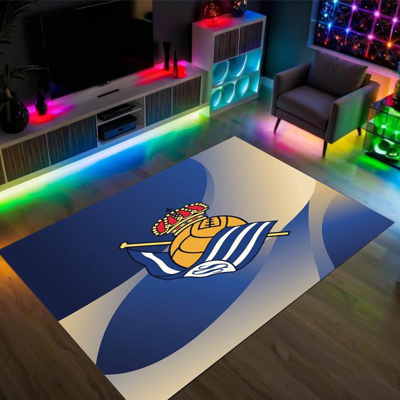 Real Sociedad FC Design Crystal Velvet Carpet Cozy Non?Slip Printed Rug For Bedroom Living Room Entrance