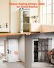 Puerta de Granero Plegable Doble, 914 x 2134 mm, MDF con Vidrio Templado Puertas Correderas Plegables Dobles para Armario, Kit de Herrajes Incluido, Diseño Ahorrador de Espacio, Pre-ensamblado