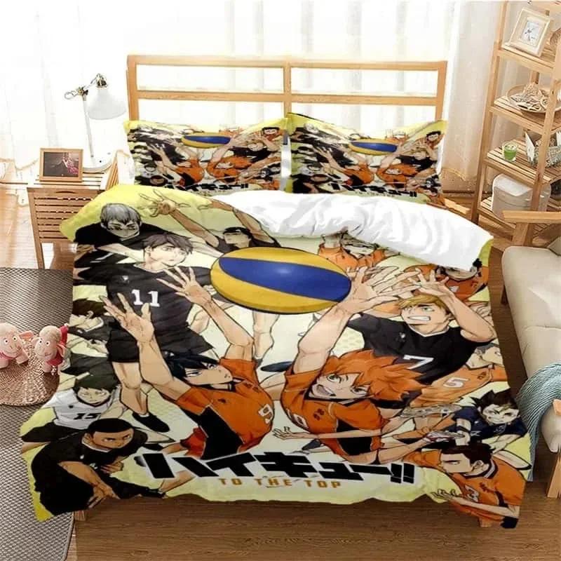 3d Print Volleyball Anime Haikyu Bedding Set Printed With Pillowcase Bed Duvet Cover Soft Single Double Queen Super King Size