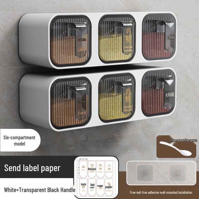 Wall-Mounted Punch-Free Dustproof Seasoning Box for Kitchen