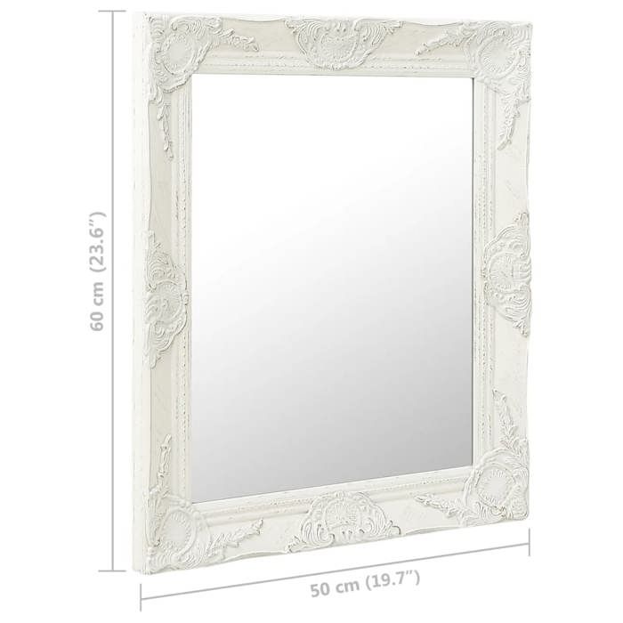 VidaXL Wall Mirror Baroque Style 50x60 Cm White 320316