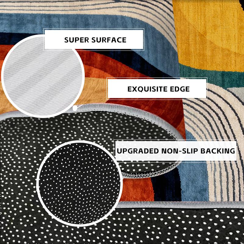 RAKKS Modern Geometric Crystal Rug - Abstract Line Art Design, Smooth Low Pile Velvet, Non-Slip for Contemporary Living Room