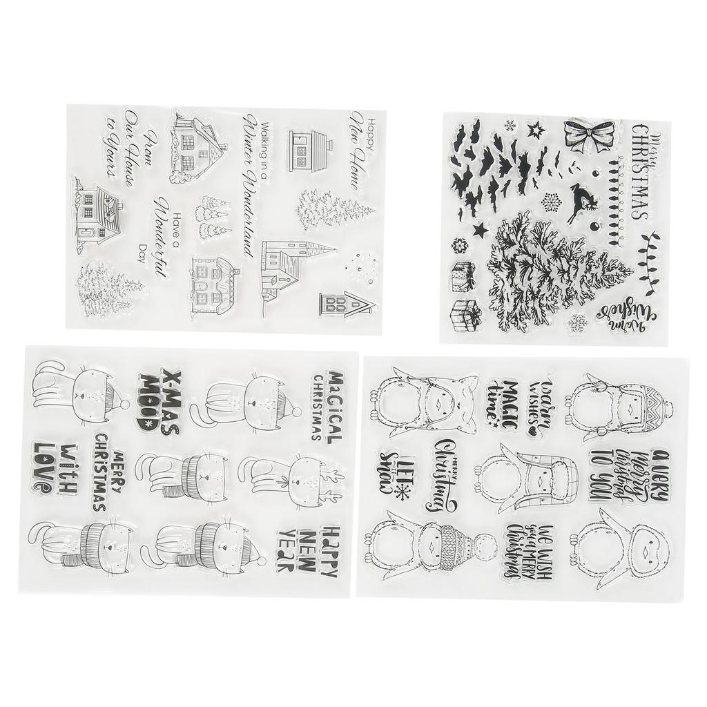 4Pcs Clear Stamps Clear Imprint Recycle Use Easily Unique Shape Various Styles  Transparent Stamp
