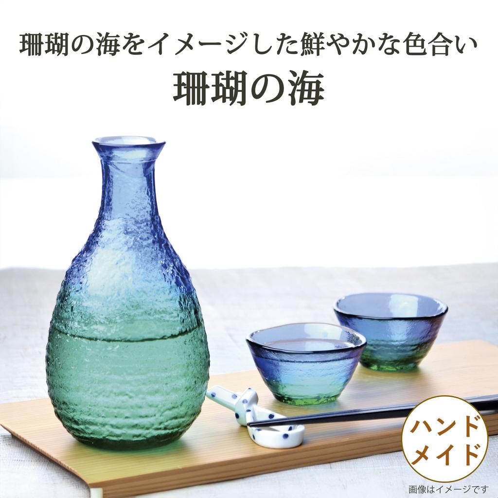 Toyo Sasaki Glass Small X Coral Sea Made In WA3301 Bowl, Blue/Green, Approx. 8.2 3.2cm, Design, Japan,