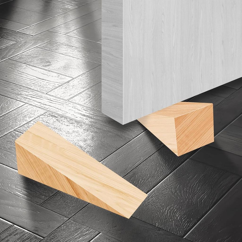 10 Pack Wooden Door Stoppers,Non-Slip Soild Wood Door Wedges for Bottom of Door,Triangle Wood Block Security Door Stopper for Home Office Chair