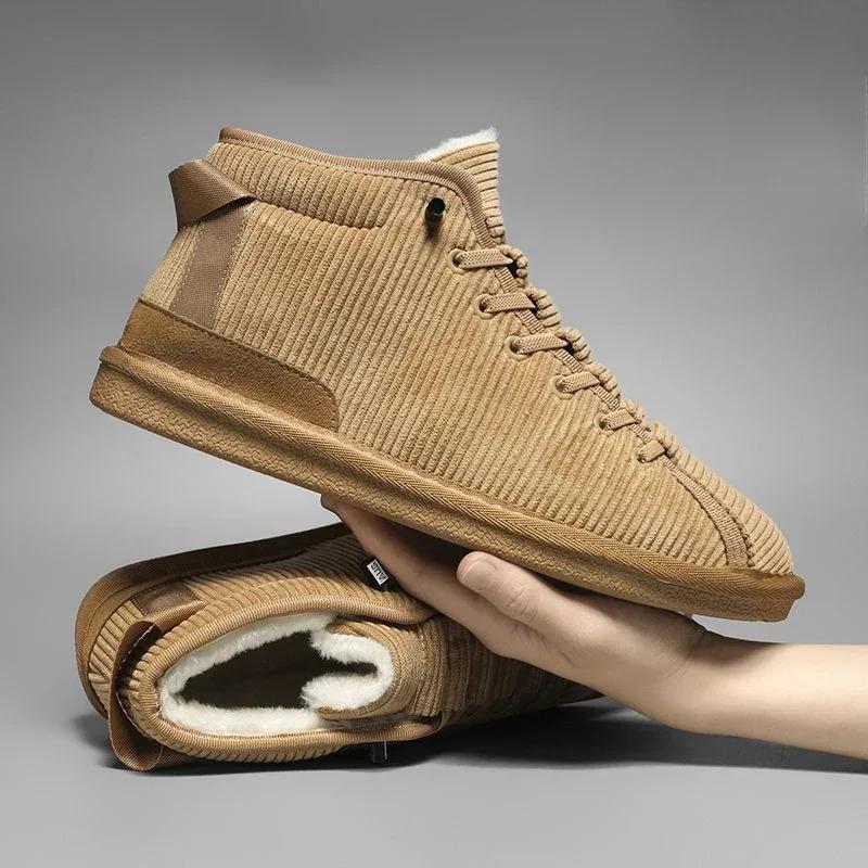 Comfortable Lace Up Male Winter Shoes Flat Men's Snow Boots New In Fashion Original Deals Warm Cold Proof Footwear Fleece Brands