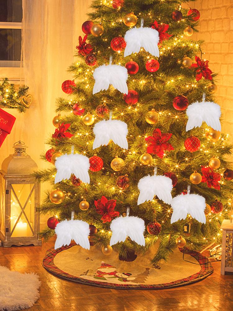 10 Pcs Angel Wings Hanging Ornament Christmas Tree Decoration Angel Wing Pendant Wedding Prop Valentines Day Birthday Decor