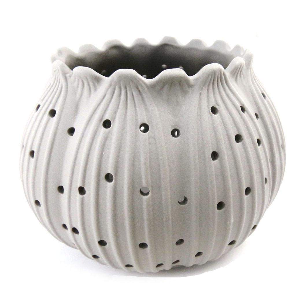 Les Trésors De Lily [J0538] - Gray 'Leaf' Candle Holder